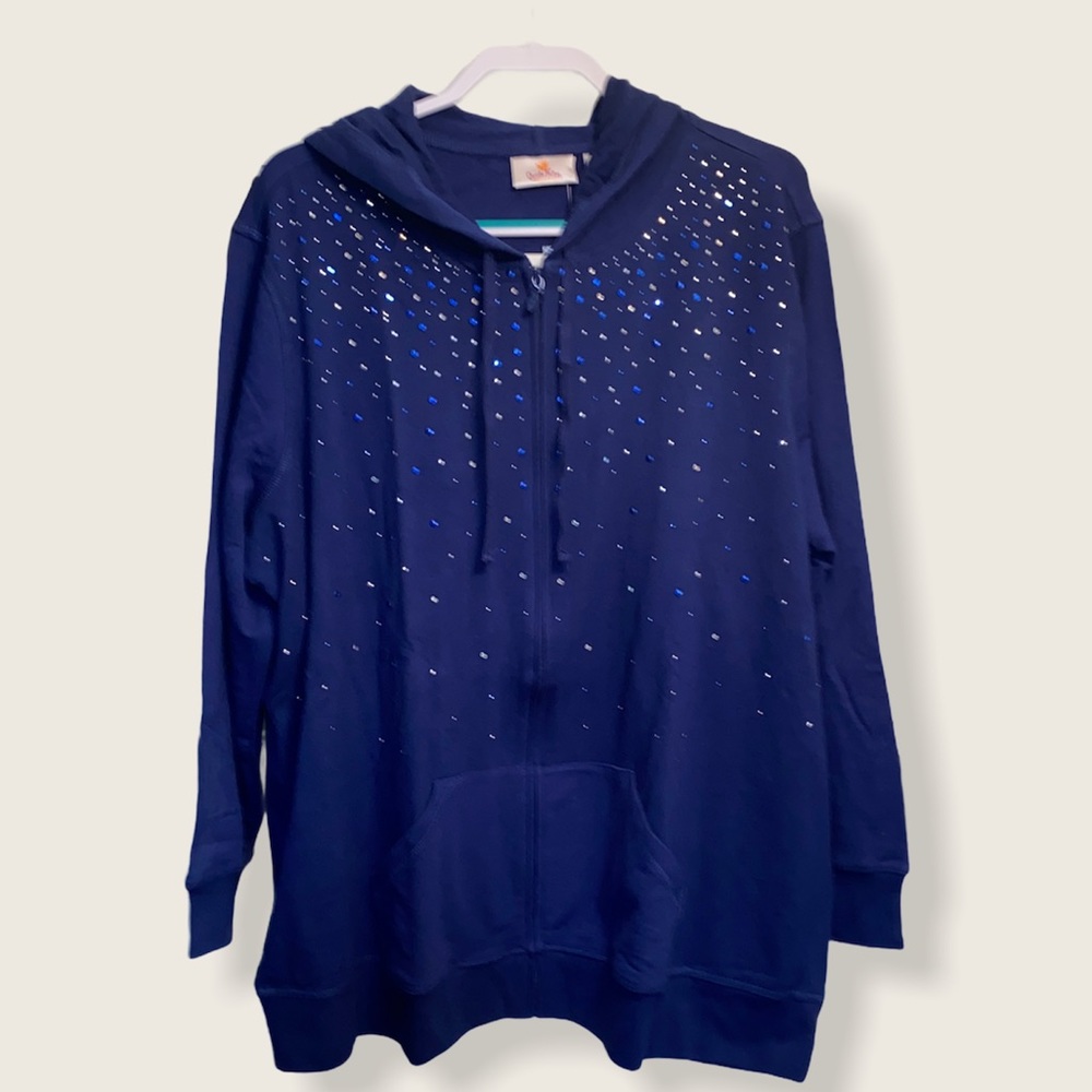 Quacker Factory zip front hoodie Sz 2XL